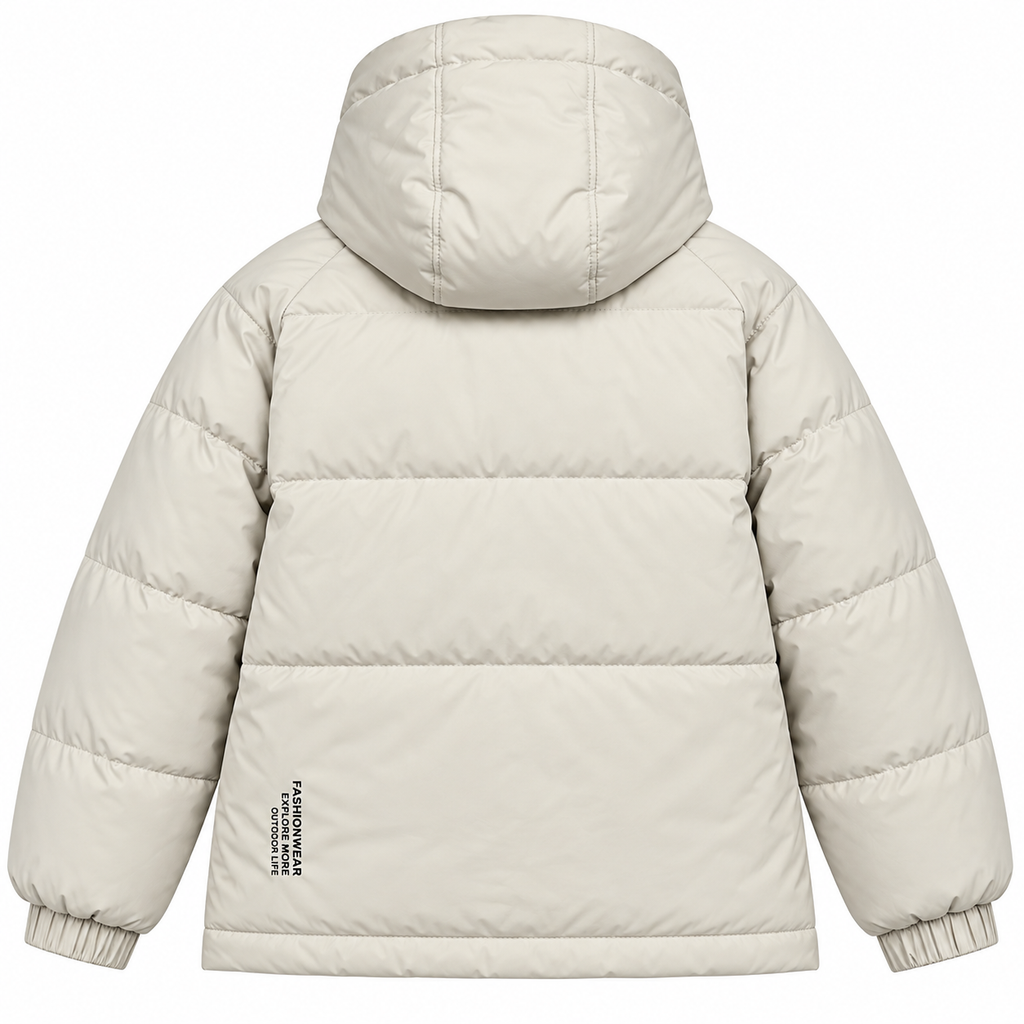 Men’s Waterproof Puffer Jacket Hooded Warm Windproof Winter Coat – Ivory, Grey & Black