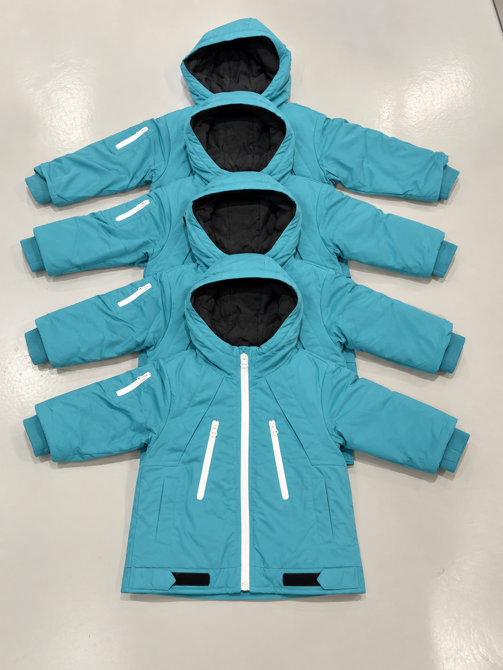 Kids Waterproof Hooded Winter Jacket – Warm Padded Windproof Coat with Zip Pockets – Red & Blue