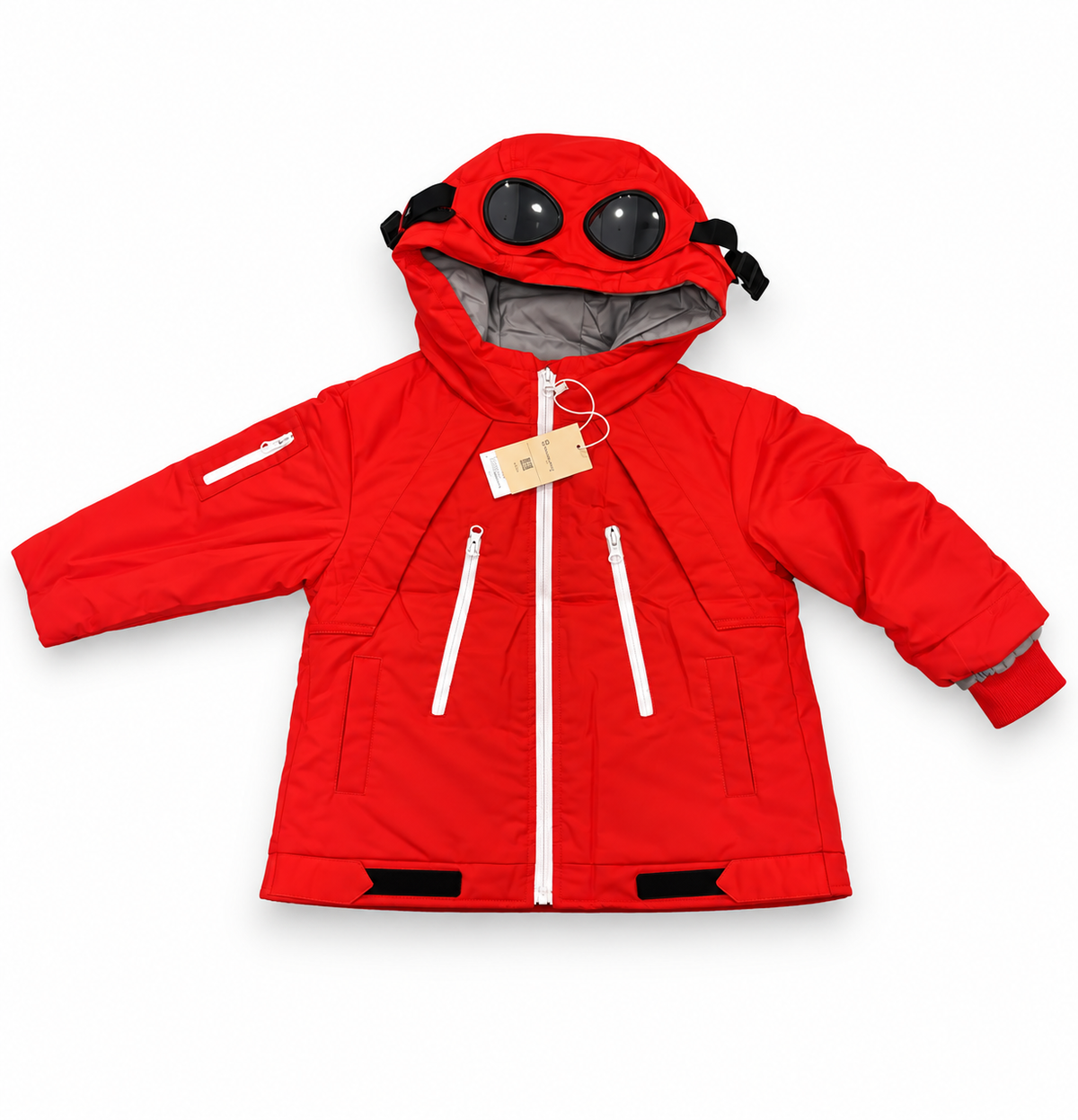 Kids Waterproof Hooded Winter Jacket – Warm Padded Windproof Coat with Zip Pockets – Red & Blue