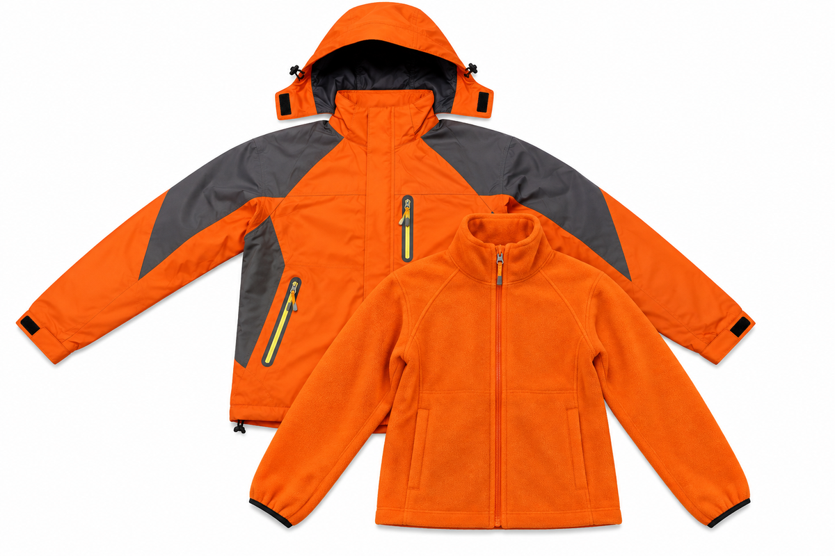 unisex 3 in 1 hooded jacket with removable fleece lining & zip pockets – 6 color