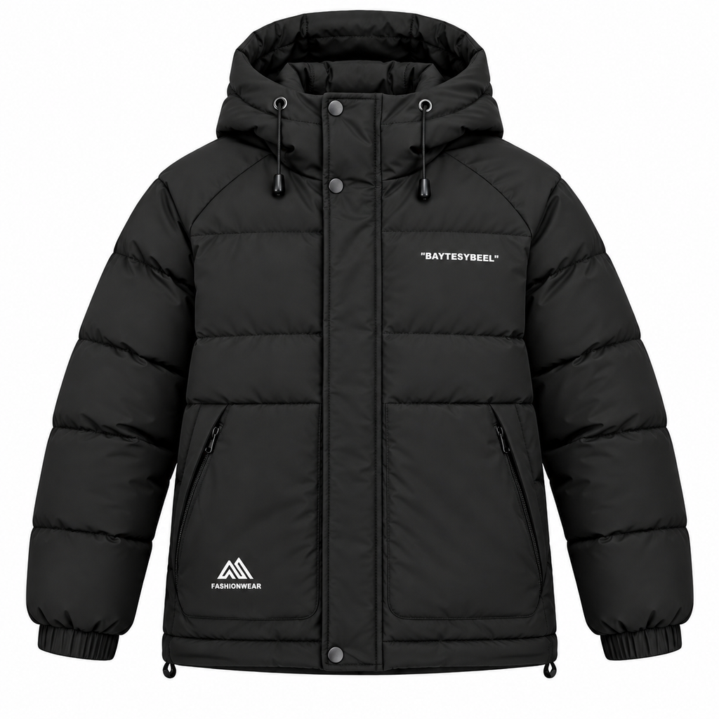 Men’s Waterproof Puffer Jacket Hooded Warm Windproof Winter Coat – Ivory, Grey & Black