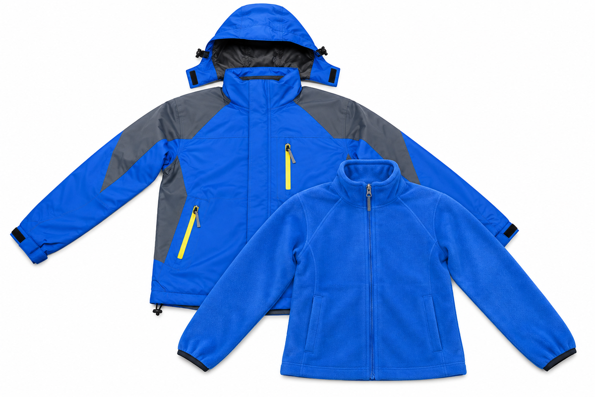 unisex 3 in 1 hooded jacket with removable fleece lining & zip pockets – 6 color