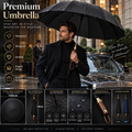 Premium Extra Large 140cm Windproof Umbrella with Wooden Handle – Black & Navy