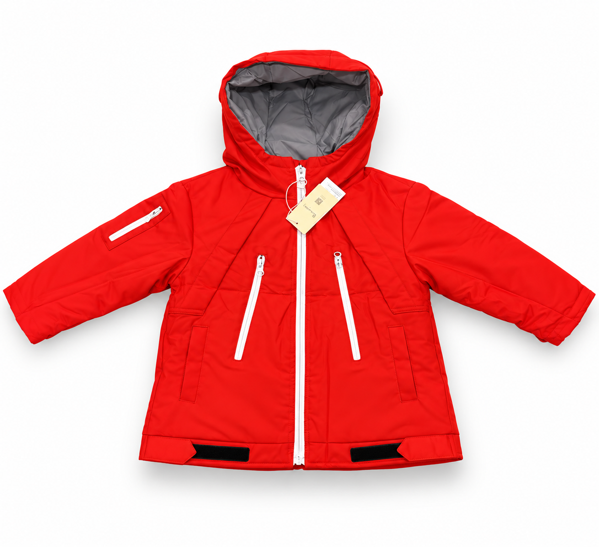 Kids Waterproof Hooded Winter Jacket – Warm Padded Windproof Coat with Zip Pockets – Red & Blue